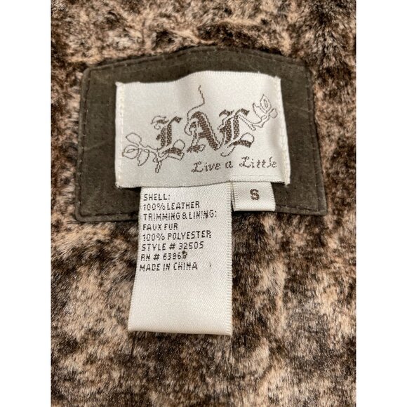 LAL Live a Little Women's Brown Leather Vest Size S SKU 1401 - Picture 3 of 4